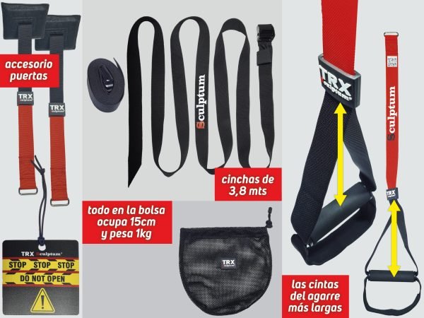 TRX Pro Sculptum, 2 cintas independientes, varias la anchura.