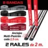 contenido-kit-premium-8-bandas-resistencia-2-railes-pared Infografía del contenido del pack: 8 bandas de resistencia (2 de cada nivel: 5-80kg) y 2 railes de anclaje de pared de 2 metros con ajuste de altura.